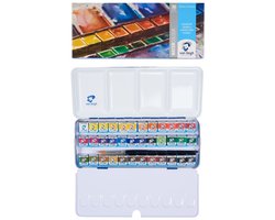 Van Gogh Aquarelverf set in metalen blik met 36 kleuren in halve Napjes + 1 penseel
