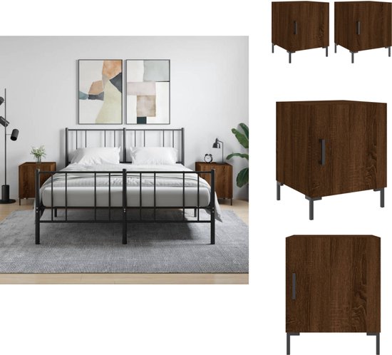 Nachtkastjes 2 st 40x35x62,5 cm bewerkt hout bruin eikenkleur