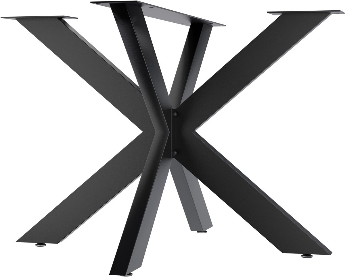 CLP Biloxi tafelpoten - metaal - voor doe-het-zelf - Hoogte 71 cm - Stervormig tafelframe van gepoedercoat staal - zwart 100x100 cm