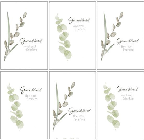 6 Premium Luxe A6 Condoleance wenskaarten - Oprechte Deelneming - 10,5x14,8cm - Gevouwen kaart met envelop - 2 motieven - Gratis verzonden