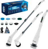 NEXROW® Elektrische Schoonmaakborstel - Elektrische Schrobber - Schrobborstel - Poetsmachine voor Badkamer of Keuken - Schoonmaakborstel met 7 opzetborstels - Schuurborstel - Wit
