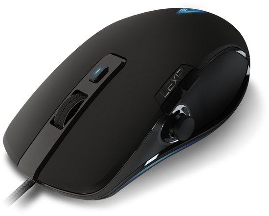 LEXIP NP93 USB muis met gepatenteerde duimjoystick - Office en gaming toepassingen - Inclusief Windows software - keramische muisvoeten - zwart