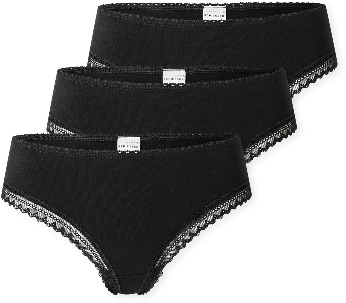 Schiesser 3PACK Cheeky String Modern Multipacks - Dames Onderbroek zwart