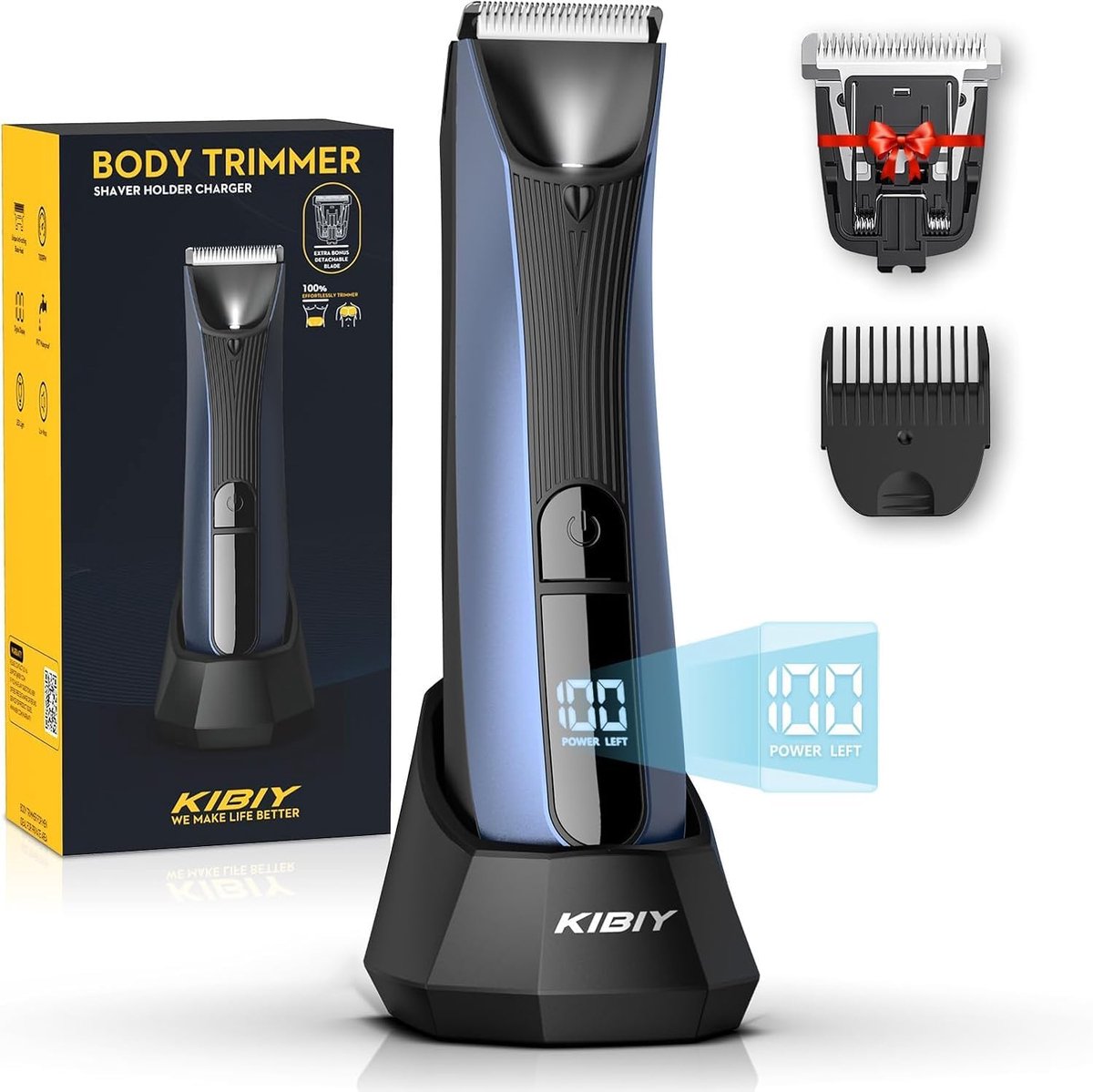 Waterdichte Elektrische Body Groomer voor Mannen met LED Display en Vervangbare Keramische Blades