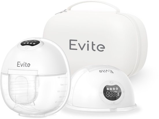 Evite Elektrische Draadloze Borstkolf Maxi – Handsfree & Draagbaar – BPA-Vrij – Dubbele Borstkolf – Met E-book - Inclusief Tas - Wit