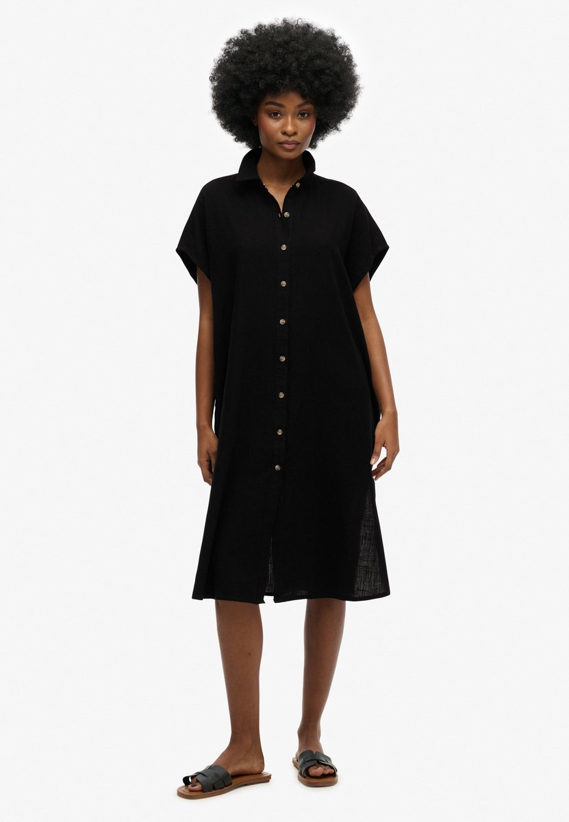 Superdry Oversized midi-overhemdjurk Dames Jurken Zwart