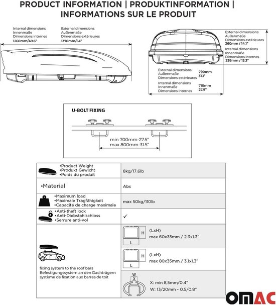 Ruime Dakkoffer 320L voor Auto - Ideaal voor Bagage, Ski's en Campingequipment — afbeelding 3