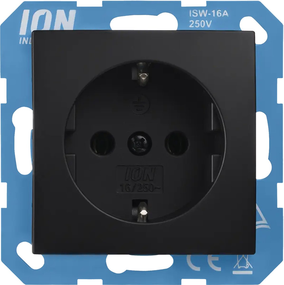 ION Industries E1 contactdoos inbouw - 1-voudig - randaarde - met aanraakbeveiliging - 71 x 71 x 32 mm - mat zwart