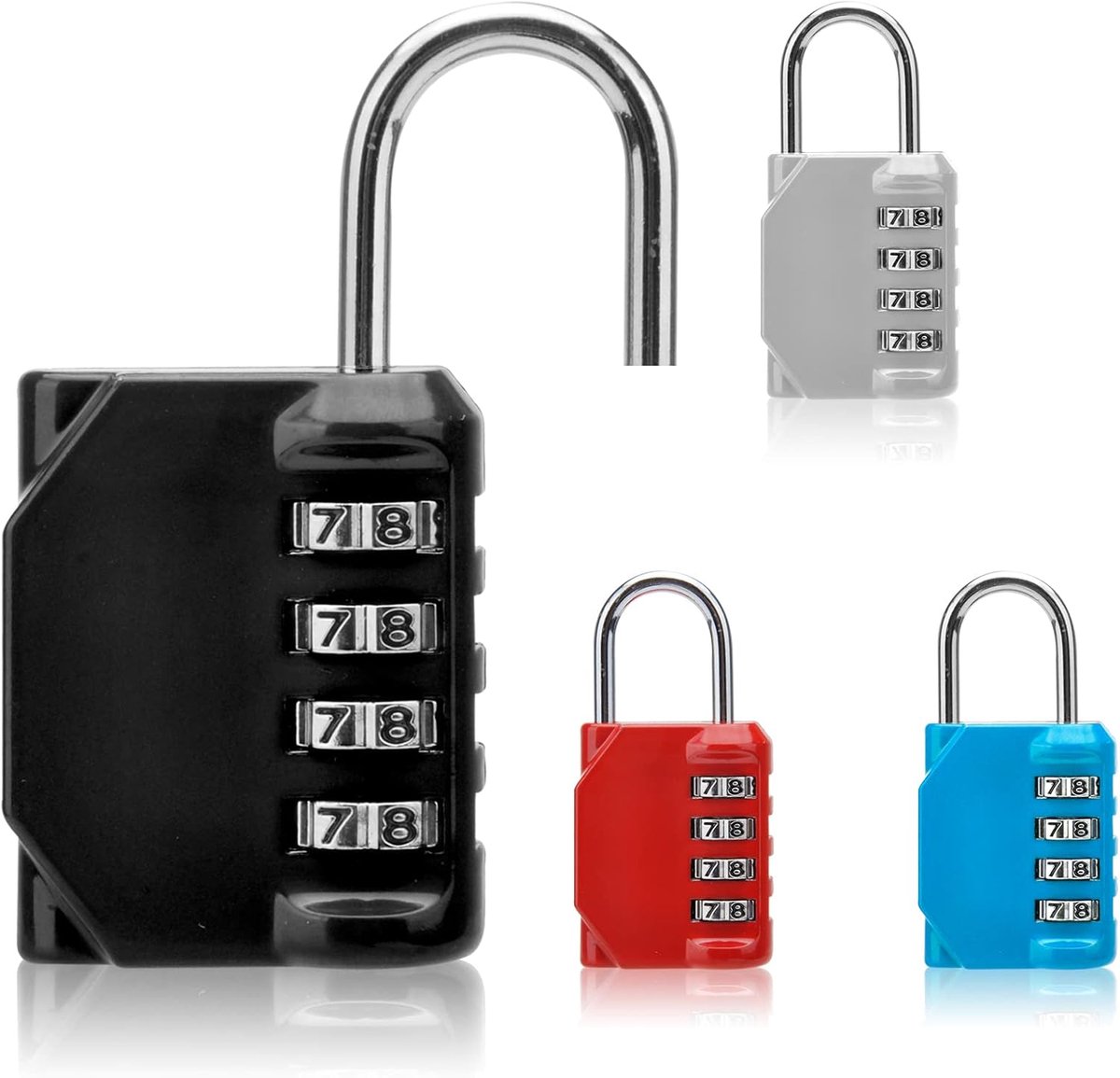 Cijferslot 4 Digits - Pack van 4 voor School, Gym, Deur en Kluisje