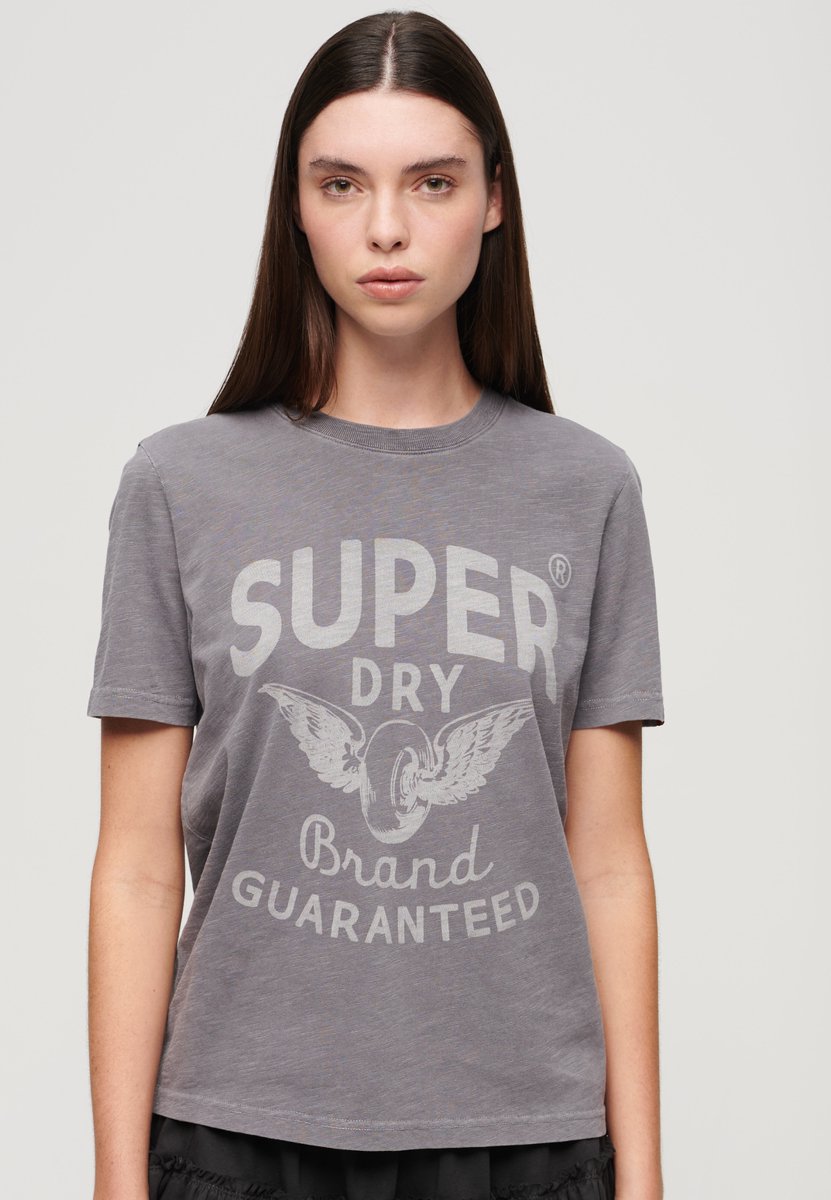 Superdry Archive T-shirt met kiss-print en relaxte pasvorm Dames T-shirts Grijs