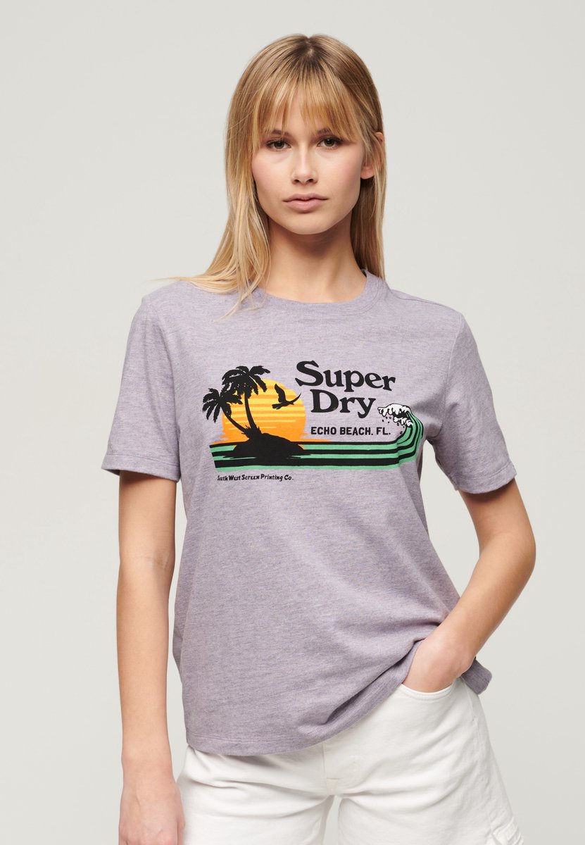 Superdry Gestreept Outdoor T-shirt met relaxte pasvorm Dames T-shirts Paars