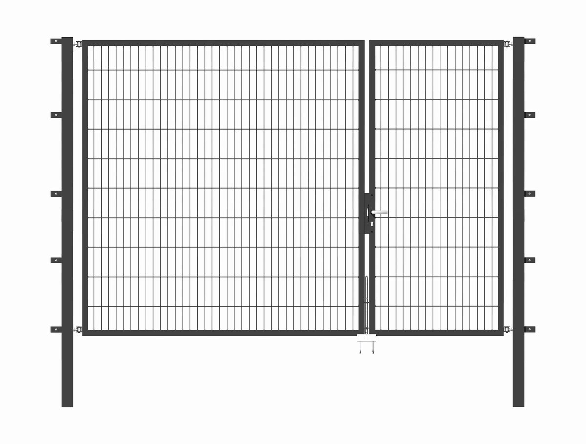 Alberts 647049 Dubbele poort Flexo met toebehoren, antraciet, breedte 100 + 200 cm, hoogte 200 cm