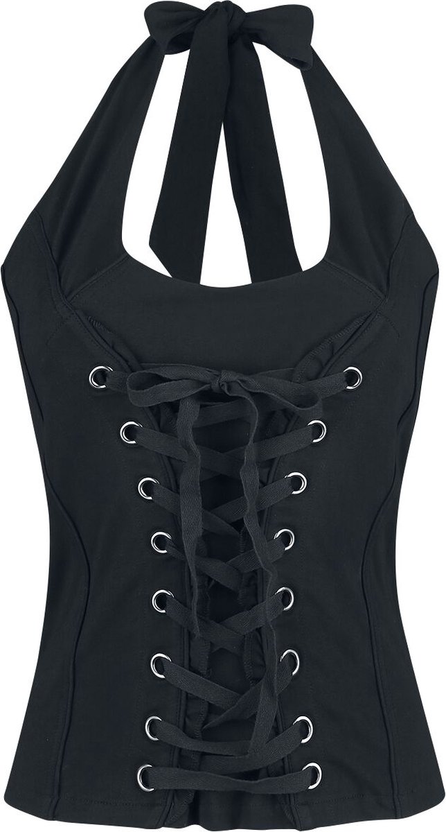 Black Premium by EMP Zwarte haltertop met vetersluiting - Dames - S