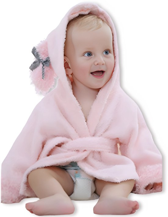 BoefieBoef Schaap Kinder Badjas Baby & Peuter 0-2 Jaar (0-85 cm) - Zacht Katoen Badstof met Dieren Capuchon - Absorberende Ochtendjas Handdoek voor Jongen & Meisje - Zwemles, Carnaval, Verjaardag & Kraamcadeau - Perfect na Bad & Zwemmen - Roze Dier van Merkloos — afbeelding 2