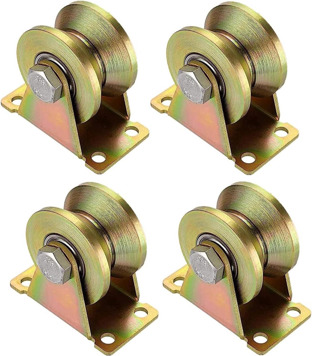4 stuks V-groef-rolwiel katrol voor touwen - zware belastingswielen - draagkracht 210 kg .