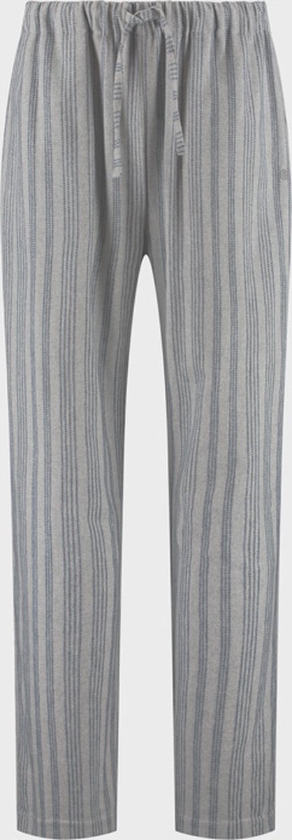 Yumeko pyjamabroek heren flanel lichtgrijs/blauw stripe l