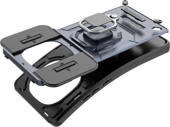 Coverup Case - Convient pour Xiaomi Redmi Note 14 Pro 5G / Poco X7 - Coverup Ring Kickstand Back Cover avec Camera Shield - Zwart