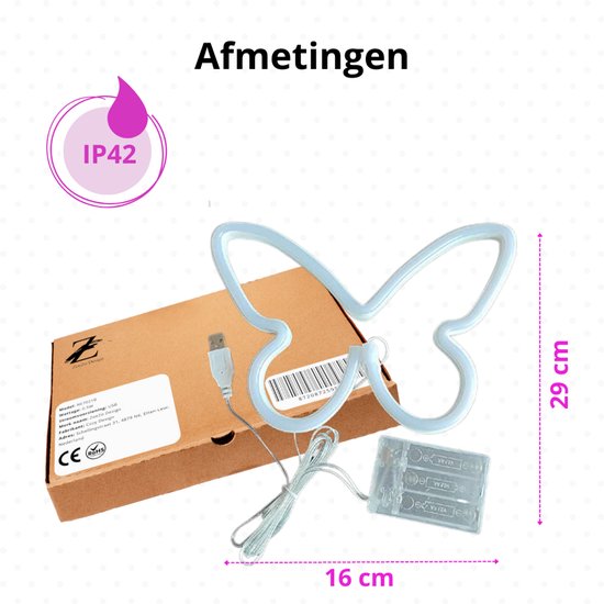 ZoeZo - Neon Wandlamp Vlinder - Roze - Butterfly - LED - Neon Verlichting - Sfeerverlichting - Led lamp - Neonlicht - Neon lamp
