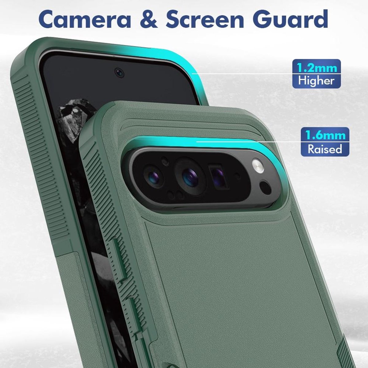 Mobigear Hoesje geschikt voor Google Pixel 9 Pro XL Telefoonhoesje Hardcase | Mobigear Heavy Armor Backcover Shockproof | Schokbestendig Pixel 9 Pro XL Telefoonhoesje | Anti Shock Proof - Donkergroen