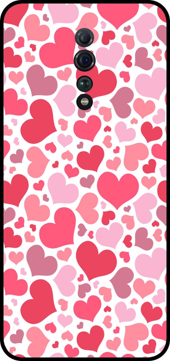 Smartphonica Telefoonhoesje Geschikt voor Oppo Reno Z met Hartjes Print - Hearts Design TPU Backcover Case - Kinder Hoesje met Hartjes Design geschikt voor Oppo Reno Z