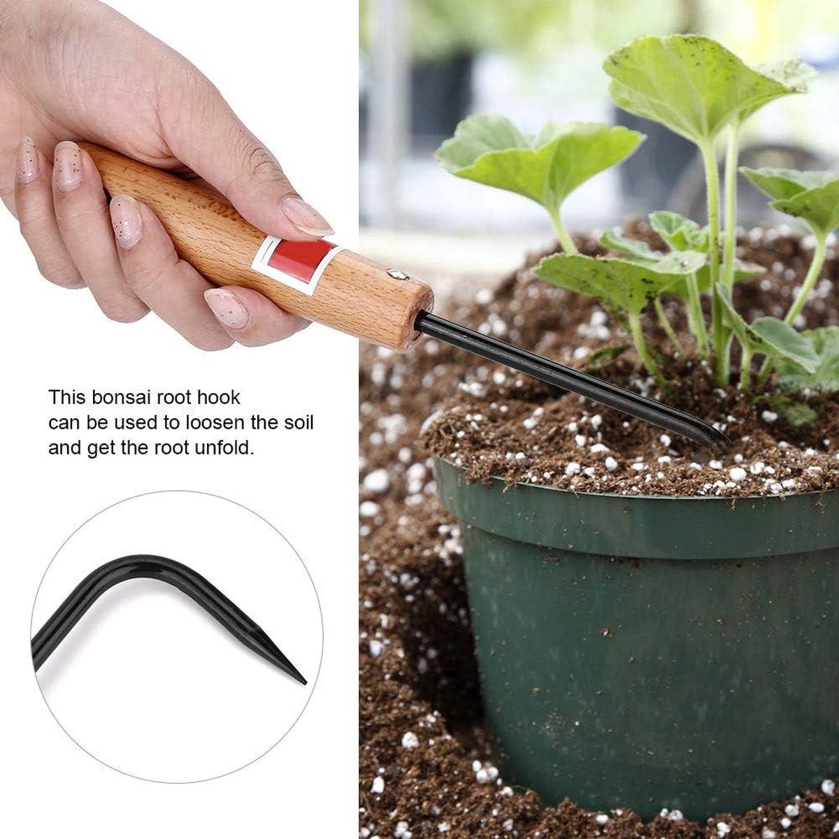 Bonsai Wortel Haak Handvat Onkruid Wieden Graven Cultivator - Enkele Klauw voor Thuis en Outdoor Tuin - Hztyyier .