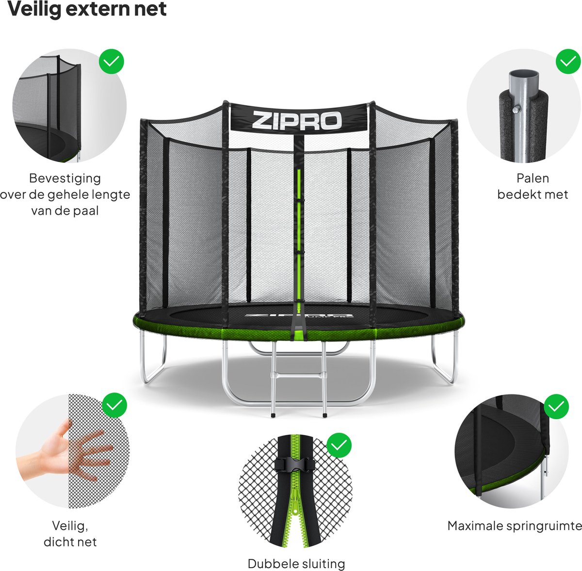 ZIPRO Jump Pro OUT - Trampoline - Ø252cm 8FT - Trampoline met veiligheidsnet - Voor kinderen - Inclusief Ladder - max. 150 kg - UV-bestendig – foto 3