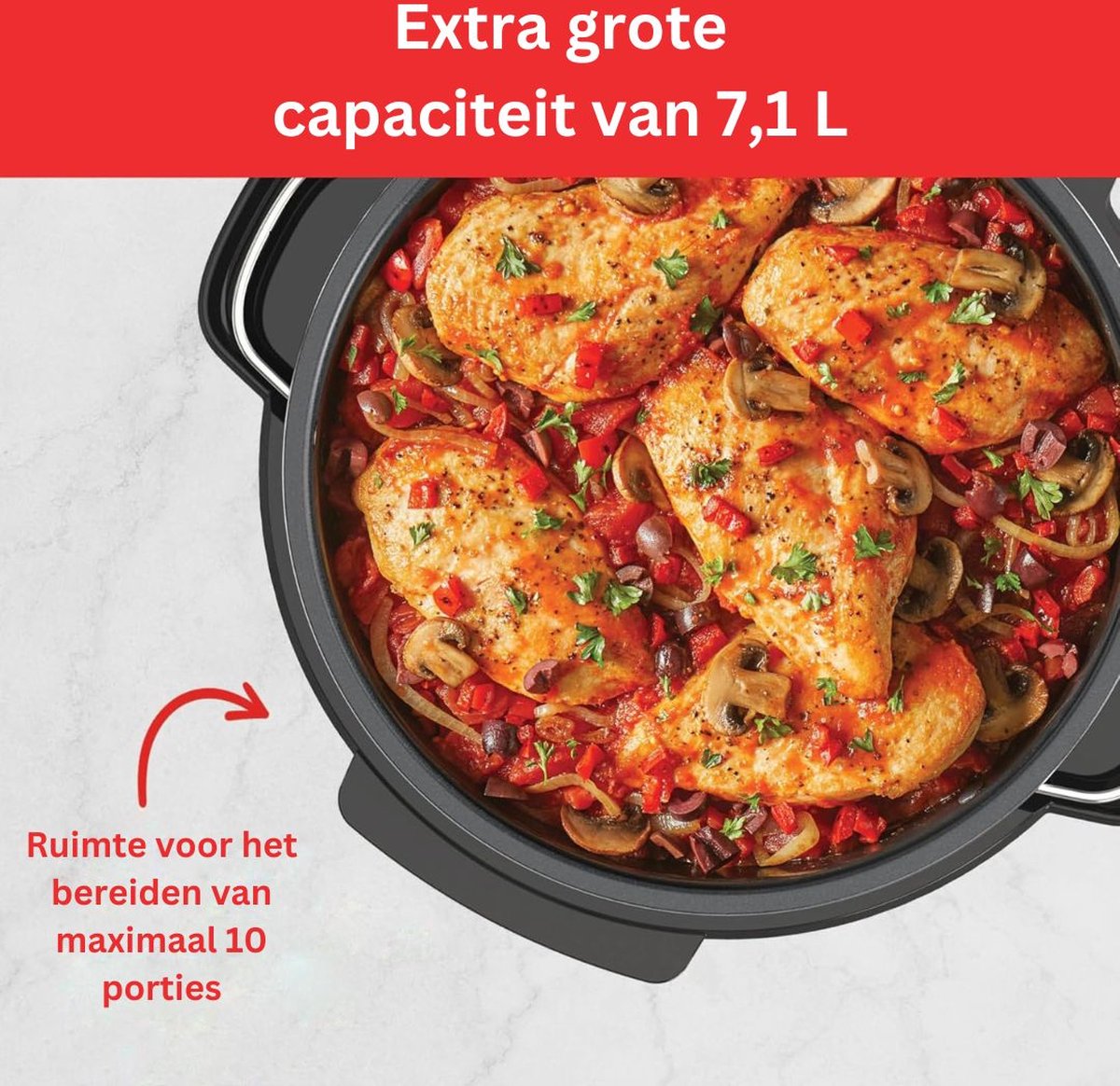 Afbeelding 3 van DailySupplies® Slowcooker met Timer - Keramische Binnenpan - Hotpot - Zwart