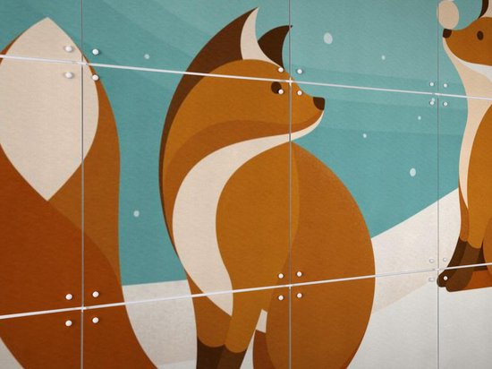 IXXI Vosjes, Elke Uijtewaal - 100 x 80 cm - Outil d'accrochage gratuit - Grande décoration murale et affiches - Illustrations, Digital Art, Ludique, Coloré