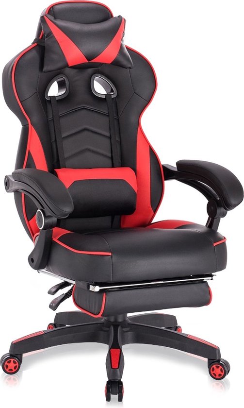 Gamestoel Ergonomisch Zwart Verstelbaar met Voetsteun - Gamestoel - €179,00