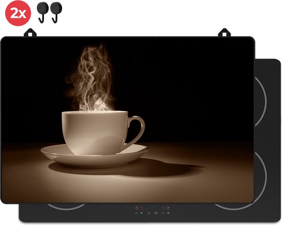 KitchyMist Inductie Beschermer 80x52 cm - Koffie Kopje - Kookplaat Beschermer - Afdekplaat voor Kookplaat - Inductie Mat - Spatscherm Achterwand Keuken