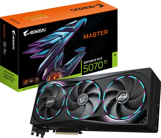 Gigabyte AORUS GeForce RTX 5070 Ti MASTER 16G - Videokaart - 16GB GDDR7 - PCIe 5.0 - 1x HDMI - 3x DisplayPort