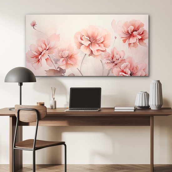 Tableau aluminium 120x60 cm - Décoration murale métal - Fleurs - Rose - Art - Abstrait - Aquarelle - Décoration murale métal salon - Décoration industrielle - Photo sur dibond - Accessoires industriels chambre