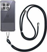 Telefoonhoesje Geschikt voor OnePlus 11 Transparant ShockProof met Afneembaar Universeel Telefoonkoord - Cover Case Siliconen ShockProof with Lanyard - Smartphonica geschikt voor OnePlus 11