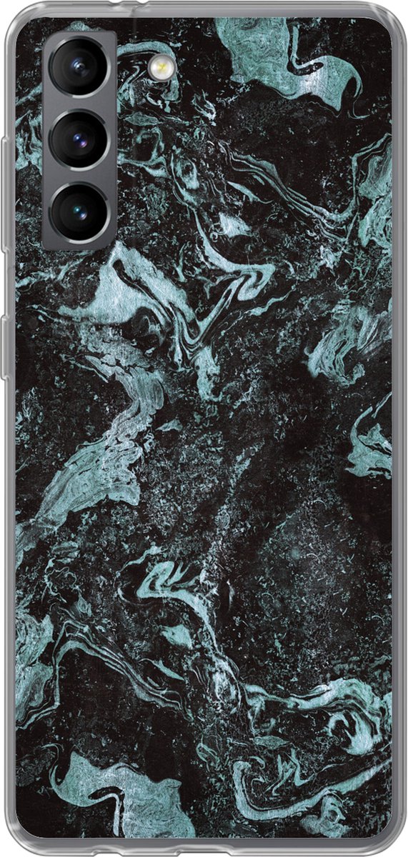 Telefoonhoesje Geschikt voor Samsung Galaxy S21 hoesje - Marmer print - Natuursteen - Luxe - Siliconen Telefoonhoesje Telefoonhoesje
