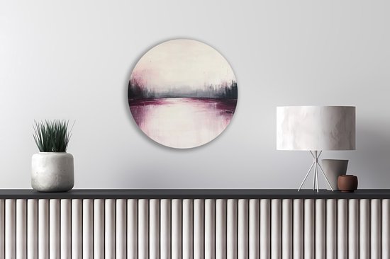 Saammp Muurcirkel Hout - bordeaux rood - minimalistische kunst - Abstracte - Ø 60 - Wandcirkel - Wanddecoratie Cirkel - Muurdecoratie Woonkamer - Kantoor Decoratie