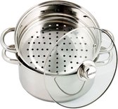 Kinghoff Stoompan - Rijst- en Groentestomer 3-Delig - Ø 18 cm – 2.5L - Roestvrijstaal Met Glasdeksel - FIRENZE