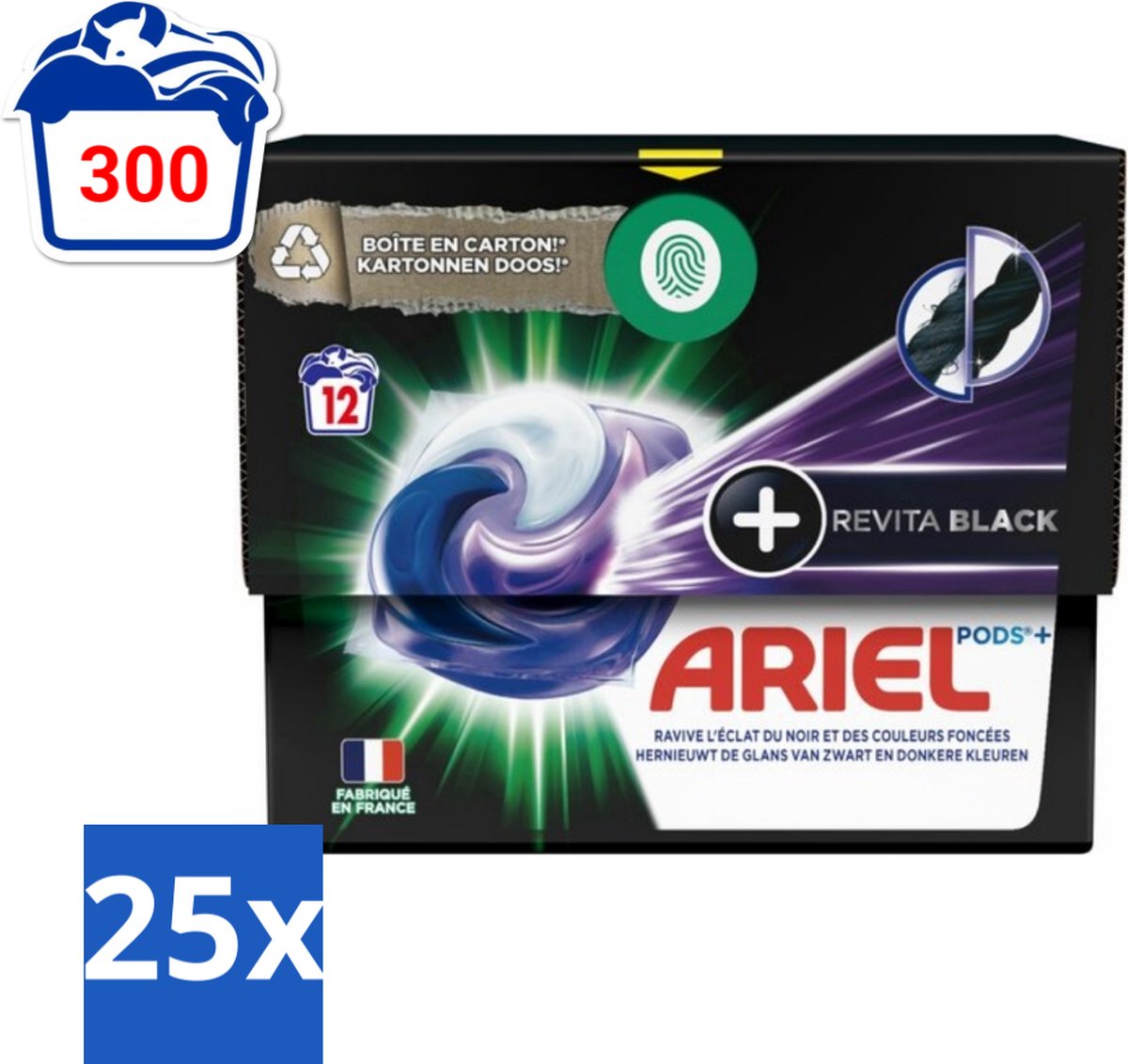 Ariel Revita Black - Wasmiddelcapsules - Pods + - Donkere Was - 12 Wasbeurten - Bulkverpakking - 25 stuks