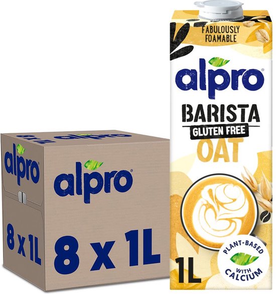 Alpro Barista Avoine - Boisson Végétale - Spéciale Café - Sans Lactose - 8 x 1L