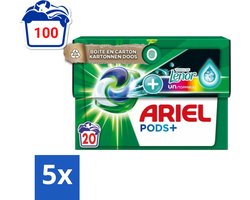 Ariel Original - Touch of Lenor Unstoppables - Wasmiddelcapsules - Pods+ - Gekleurde Was - 20 Wasbeurten - Bulkverpakking - 5 stuks