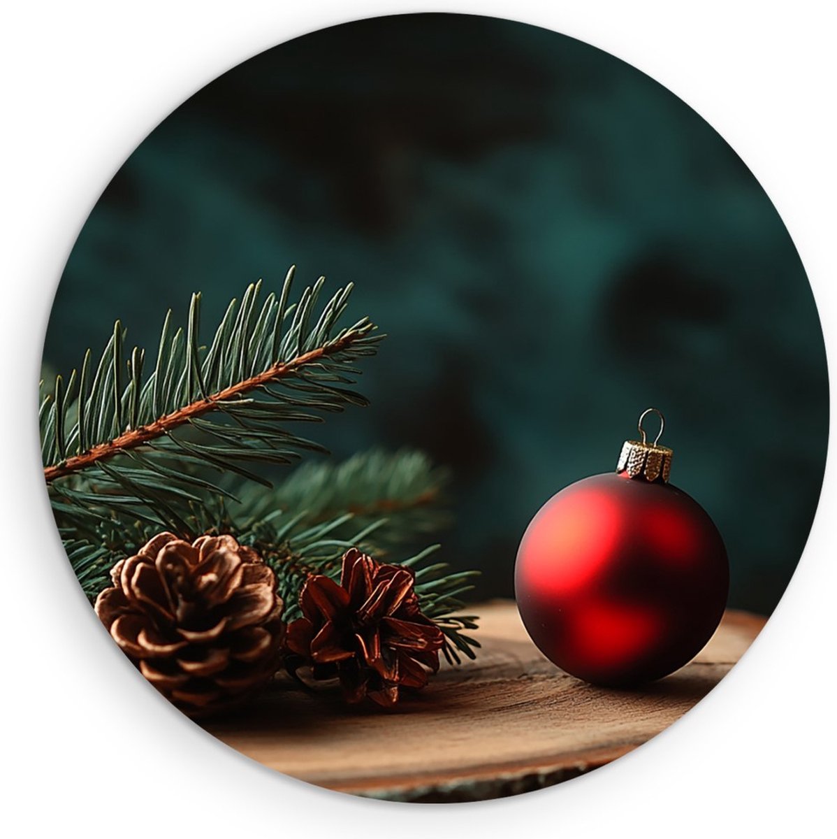 Saammp Muurcirkel Hout - Kerst krans - Natuur - Landschap - Ø 90 - Wandcirkel - Wanddecoratie Cirkel - Muurdecoratie Woonkamer - Slaapkamer decoratie - Rond Schilderij