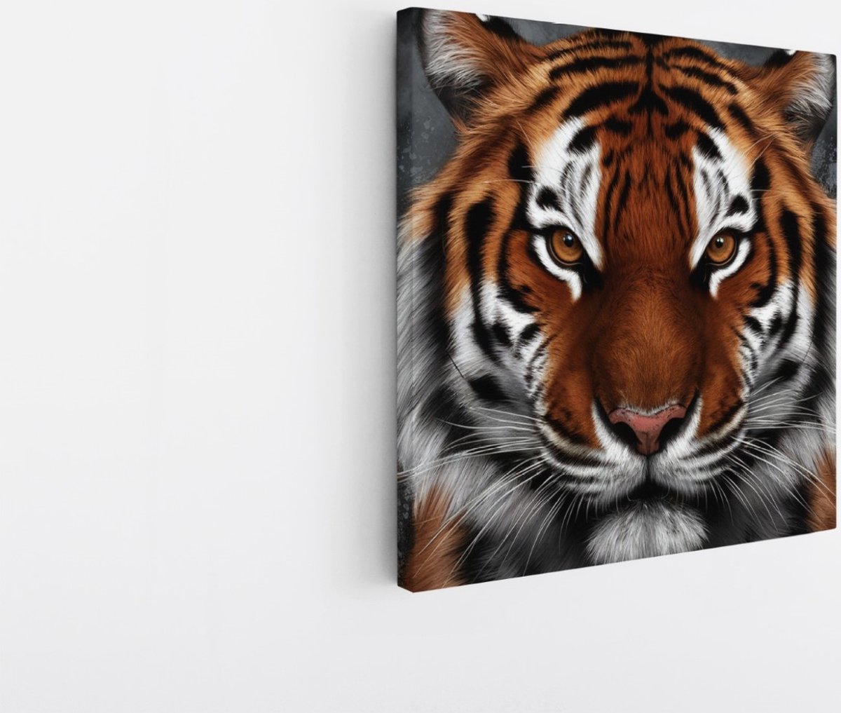 Saammp Canvas Schilderij - Tijger Portret - Abstract - Natuur - Dieren - 100x100 - Foto op canvas - Wanddecoratie - muurdecoratie Woonkamer - Slaapkamer decoratie - Canvas Print Multicolor