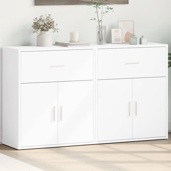 vidaXL Dressoirs 2 st 60x31x70 cm bewerkt hout wit, opbergkast, dressoir kast, dressoir hout, wandkast, tv dressoir, wandkast woonkamer