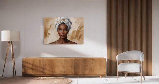 Tableau sur toile Saammp - Femme africaine - Bijoux - abstrait - Or - 50x40 - Photo sur toile - Décoration murale - Décoration murale murale Salon - Décoration chambre - Impression sur toile
