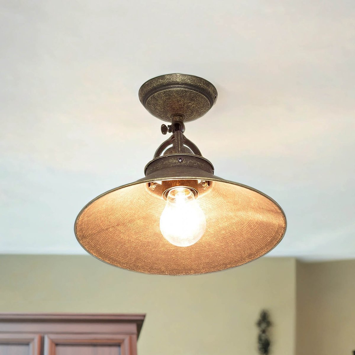 Licht-Erlebnisse - Alice - Opbouwspot - E27 - van - Echt messing - in - Brons antiek mat