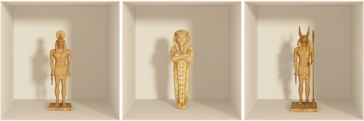 Ambiance Sticker Sticker met 3D-effect van Egyptische kleibeelden, 30 x 90 cm Multi color