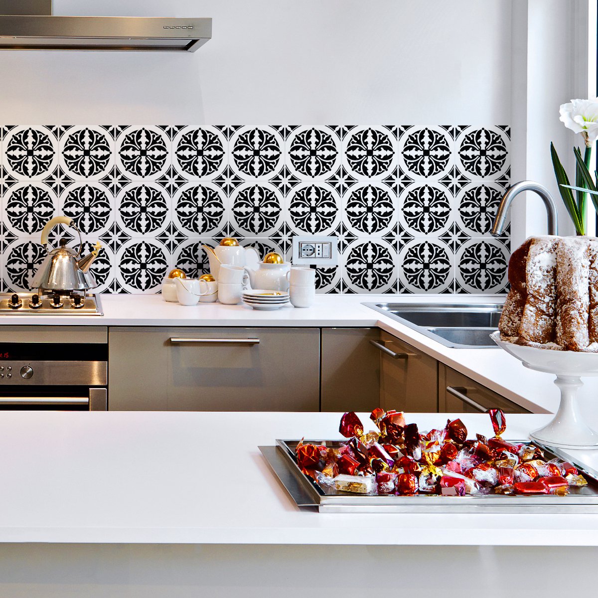 Ambiance Sticker Zelfklevende tegelmuurstickers voor keuken en badkamer - 9 Camilo Azulejo tegelstickers - 9 stickers 15x15cm Multi color