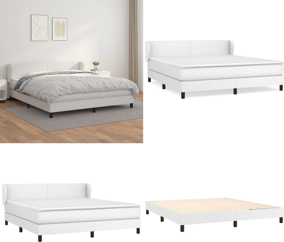 vidaXL Boxspring met matras kunstleer wit 160x200 cm - Boxspring - Boxsprings - Bed - Slaapmeubel