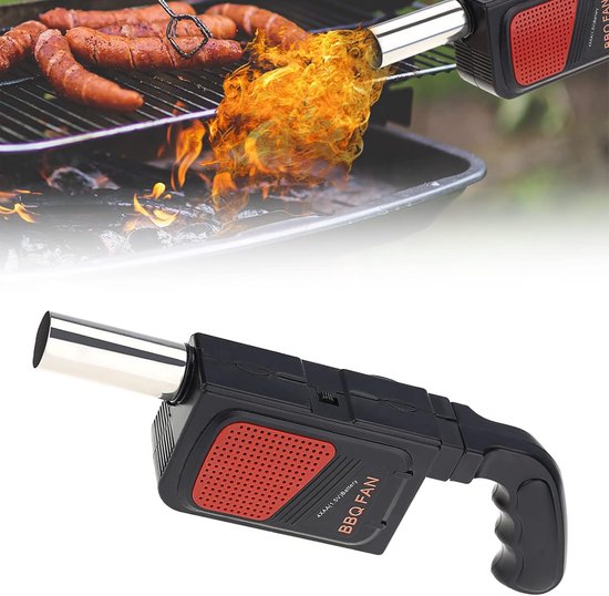 Draagbare Elektrische BBQ-ventilator – Voor Houtskool, Kampvuur Of Open Haard, Werkt Op 4 AA-batterijen (zwart)