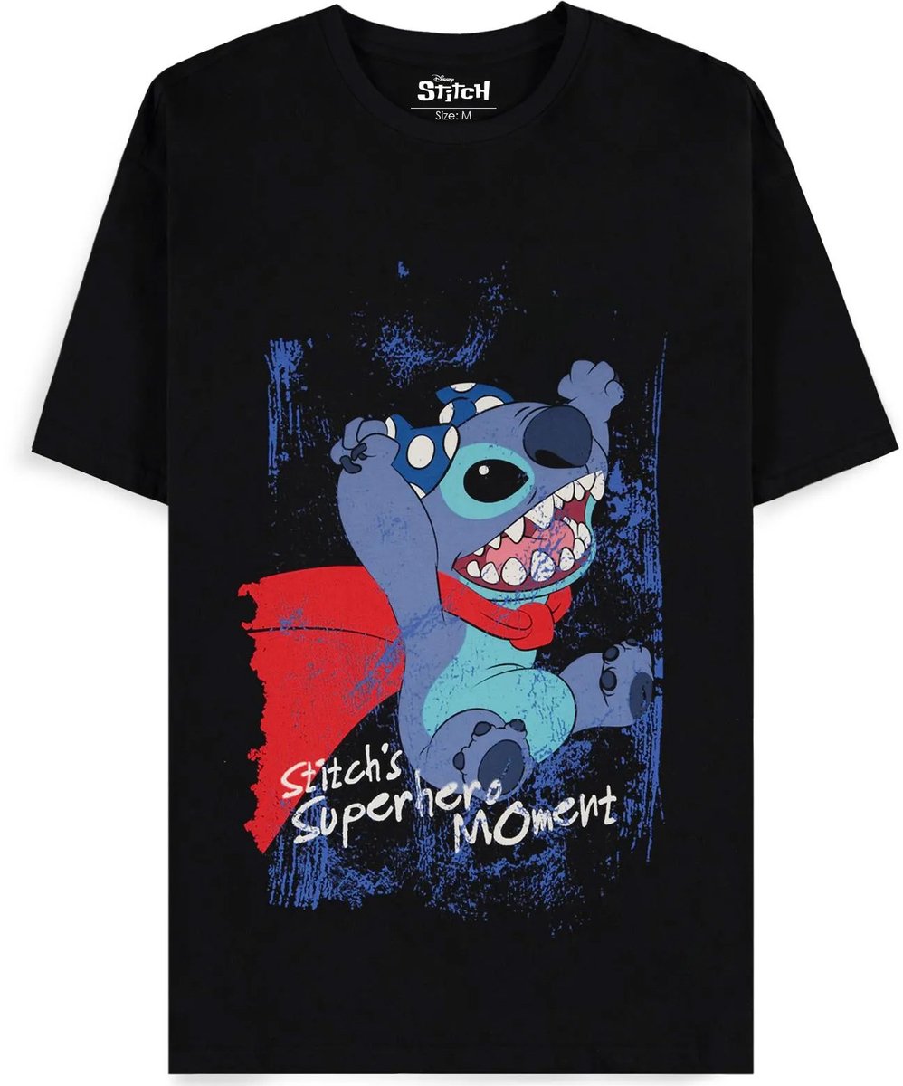 Disney Lilo & Stitch - Superhero Heren T-shirt - M - Zwart