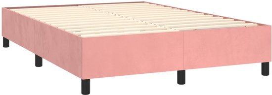vidaXL Boxspring avec matelas Velours Rose 140x190 cm - Boxspring - Sommiers - Lit - Meubles de couchage
